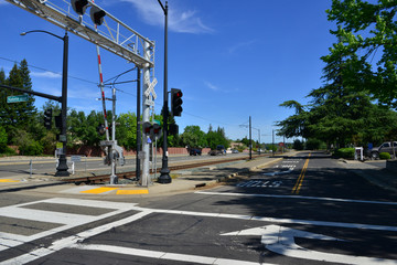 Fototapeta na wymiar A road road crossing in Sacramento, California.