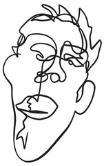 Abstract One Line Human Head Face Vector Illustration