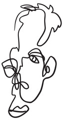Abstract One Line Human Head Face Vector Illustration