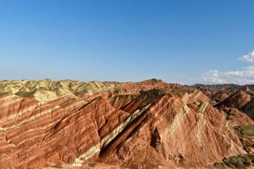 Colorful hills known as Rainbow mountains of China in Zhangye Danxia Landform Geological Park, Gansu province, China