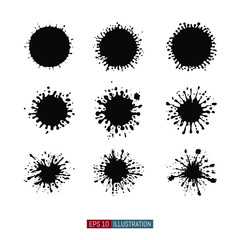 Fototapeta premium Set of ink blots. Template for your design works. Vector illustration.