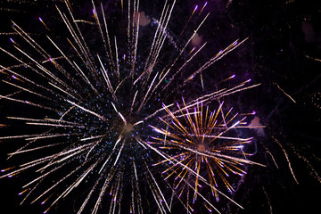 Fireworks in the night sky over the city