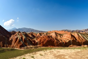 Colorful hills known as Rainbow mountains of China in Zhangye Danxia Landform Geological Park, Gansu province, China