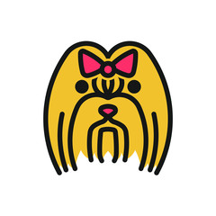 Colored outline Yorkshire Terrier vector icon