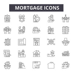 Mortgage concept line icons, signs, vector set, outline concept, linear illustration