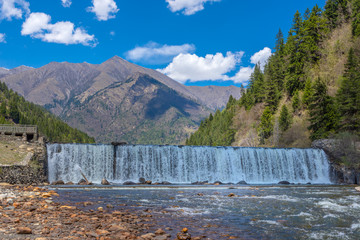Waterfall and lake in Dagu Glacier National park ,Chengdu, China 