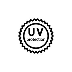 UV protection sign.Round sign in a zigzag circle