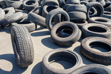Pile of old car tires
