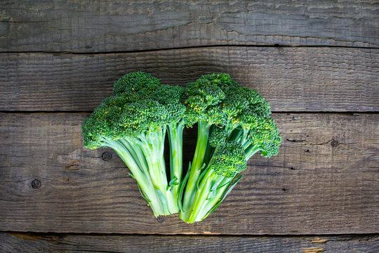broccoli on a wooden background