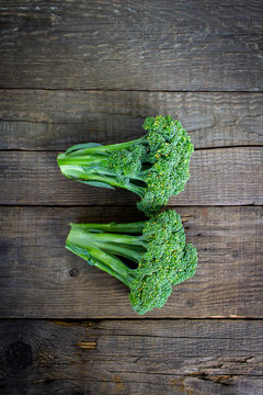 broccoli on a wooden background