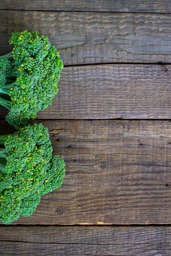 broccoli on a wooden background