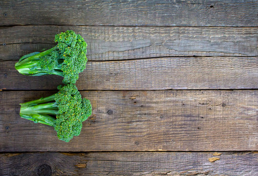 broccoli on a wooden background