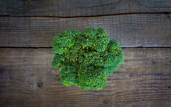 broccoli on a wooden background