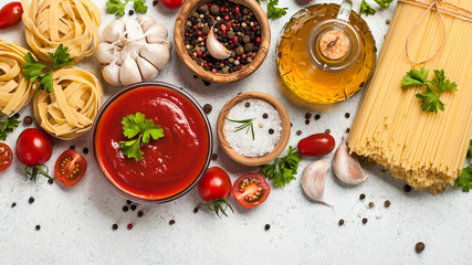 Cooking table with ingredients