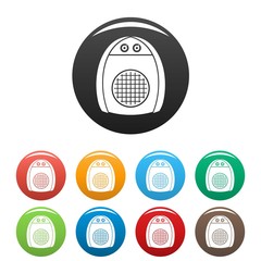 Obraz premium Home heater fan icons set 9 color vector isolated on white for any design