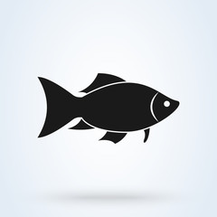 fish silhouette icon isolated on white background. illustration