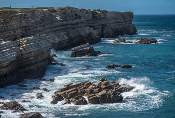 Waves and rocks on the shore of the Atlantic Ocean