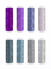 Set of sewing thread coils, miscellaneous colours, isolated on white