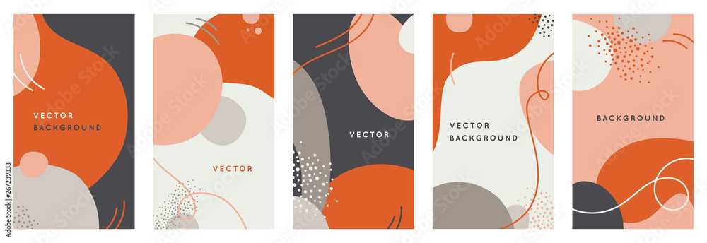 Poster Vector set of abstract creative backgrounds in minimal trendy style with copy space for text - design templates for social media stories