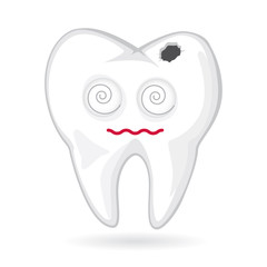 Toothache cartoon character isolated on white background. Vector illustration of dental concept