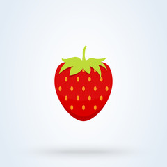 Garden strawberry fruit flat style. illustration icon isolated on white background