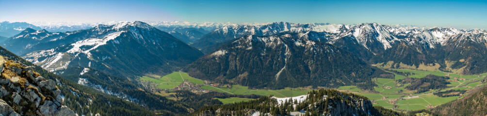 Plakat Beautiful alpine winter view at the famous Wendelstein summit-Bayrischzell-Bavaria-Germany