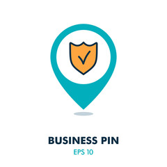 Best protection shield outline pin map icon vector