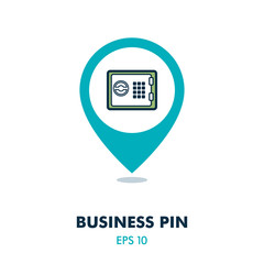 Bank safe outline pin map icon. Finances sign