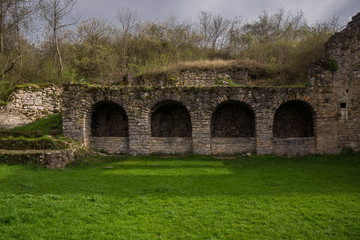 Fototapeta na wymiar ruins in yard of georgian monastery