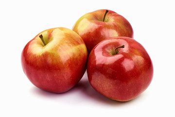 Fresh red apples, close-up, isolated on white background