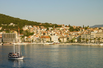 Fototapeta na wymiar Split harbor on sunny day