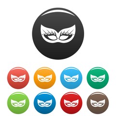 Italian festive mask icons set 9 color vector isolated on white for any design