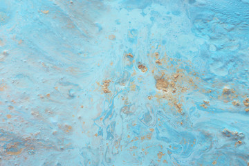 Abstract marbleized effect background. Blue creative colors. Beautiful paint with the addition of gold