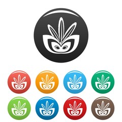 Rio festive mask icons set 9 color vector isolated on white for any design