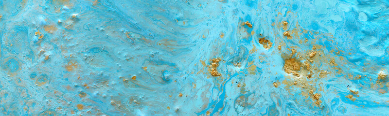Fototapeta na wymiar Abstract marbleized effect background. Blue creative colors. beautiful paint with the addition of gold. banner