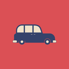 Vector London cab in modern flat style on light background. Poster with London cab