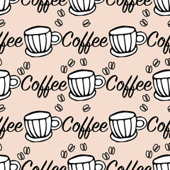 seamless pattern with a coffee cup