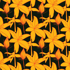 seamless vector pattern with abstract plants 