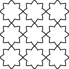 Black and white ornate geometric pattern and abstract background. Ornamental flower seamless pattern. Geometric Flower Stylish Texture. Abstract Retro Tile Texture.