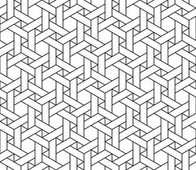 Vector seamless pattern. Modern stylish texture. Repeating geometric weaving tiles with striped hexagons. Hipster monochrome print. Trendy graphic design