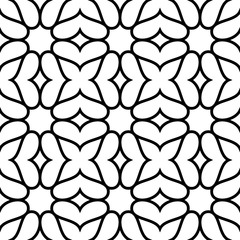 Black and white ornate geometric pattern and abstract background. Ornamental seamless pattern. Geometric hearts abstract Stylish Texture. Abstract Retro Tile Texture.