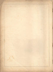 An old brownish paper sheet, with lines and boxes creating a natural frame. Vertical orientation.