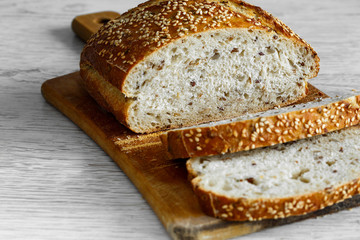 Bread on a cutting board