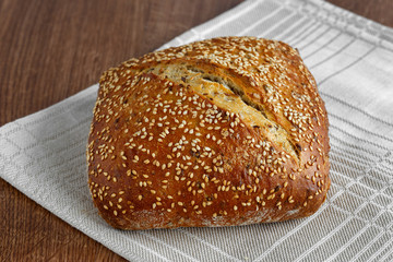 Bread loaf with sesame seeds