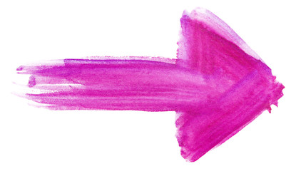 hand drawn watercolor arrow purple on a white background