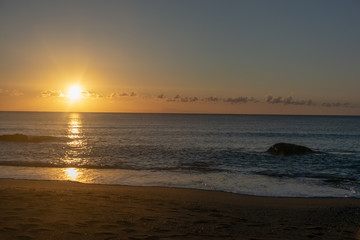 dawn on the mediterranean sea on the beach
