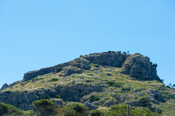 Fototapeta na wymiar Mountain landscape in a sunny day in Rhodes