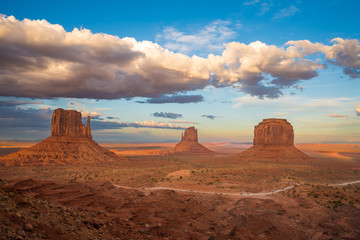 Monument Valley classic view with clouds