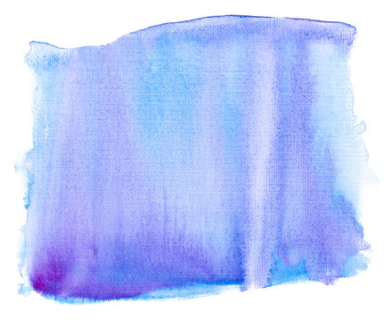 watercolor rectangle watercolor stain blue on white background isolated