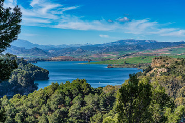Fototapeta na wymiar Lake Embalse del Guadalhorce, Ardales Reservoir, Malaga, Andalusia, Spain